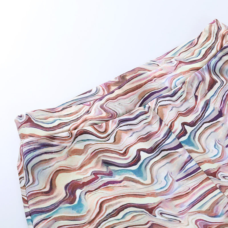 Slim Temperament High Waist Corrugated Flared Pants