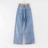 Mopping Wide-leg Denim Trousers