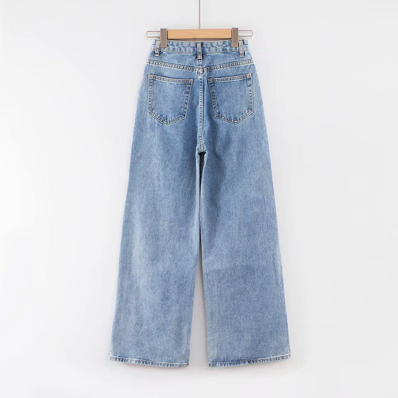 Mopping Wide-leg Denim Trousers