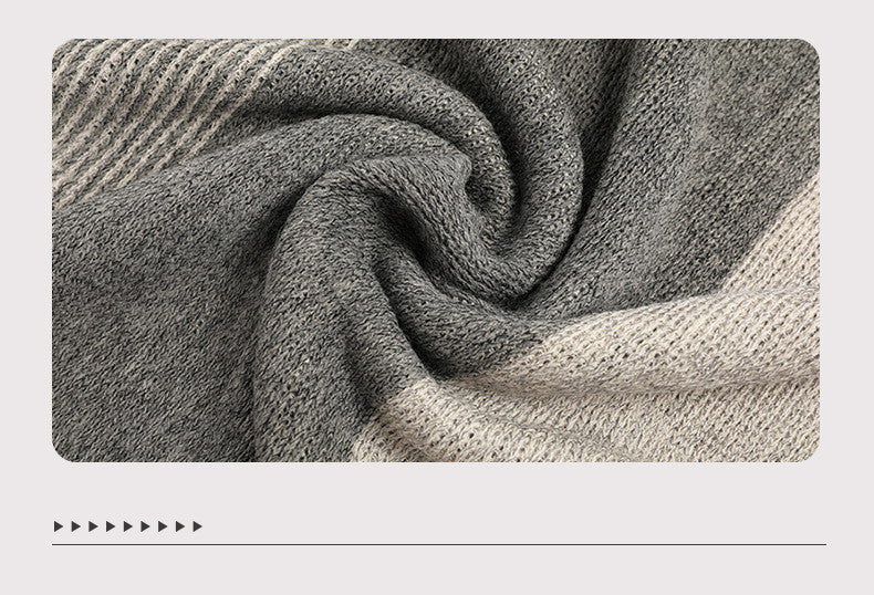 Contrasting Color Cloak Shawl Sweater Coat