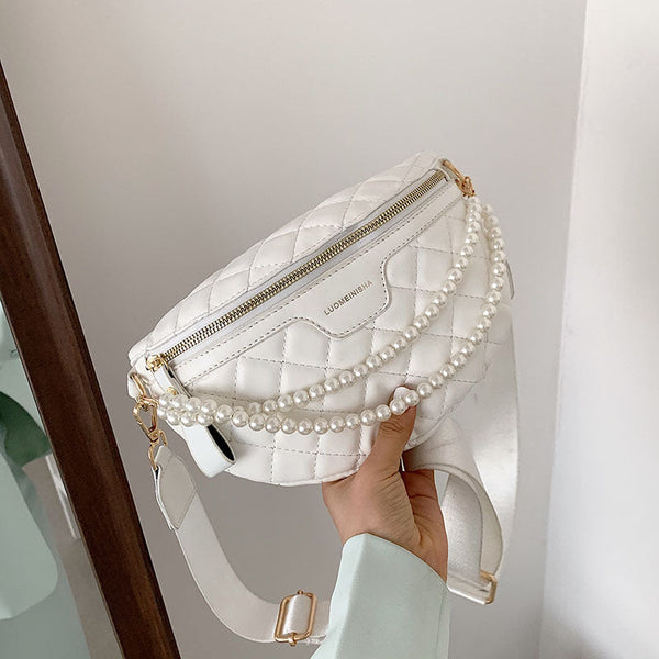 Leather Pearl One-shoulder Belt Bag