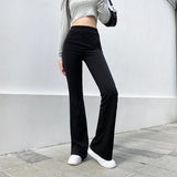 High Waist Slim Micro Flared Casual Pants