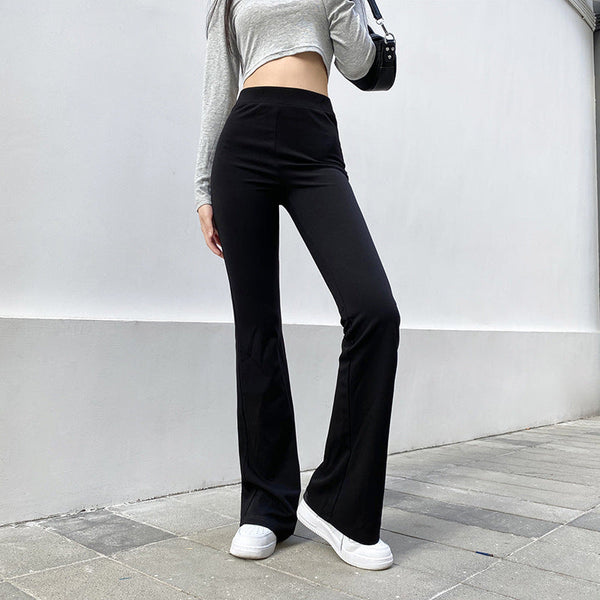 High Waist Slim Micro Flared Casual Pants