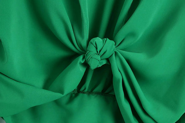 Long Sleeve Knotted Cropped Blouse