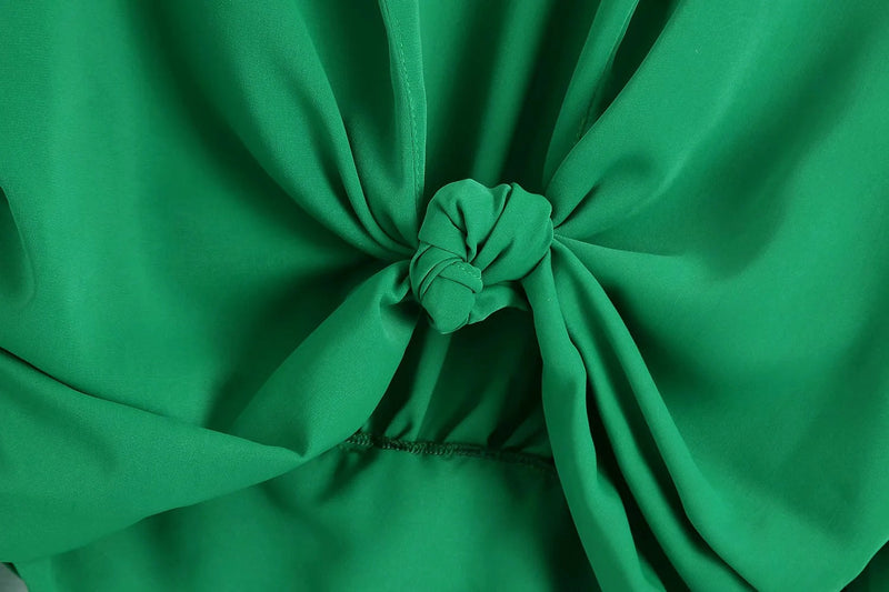 Long Sleeve Knotted Cropped Blouse