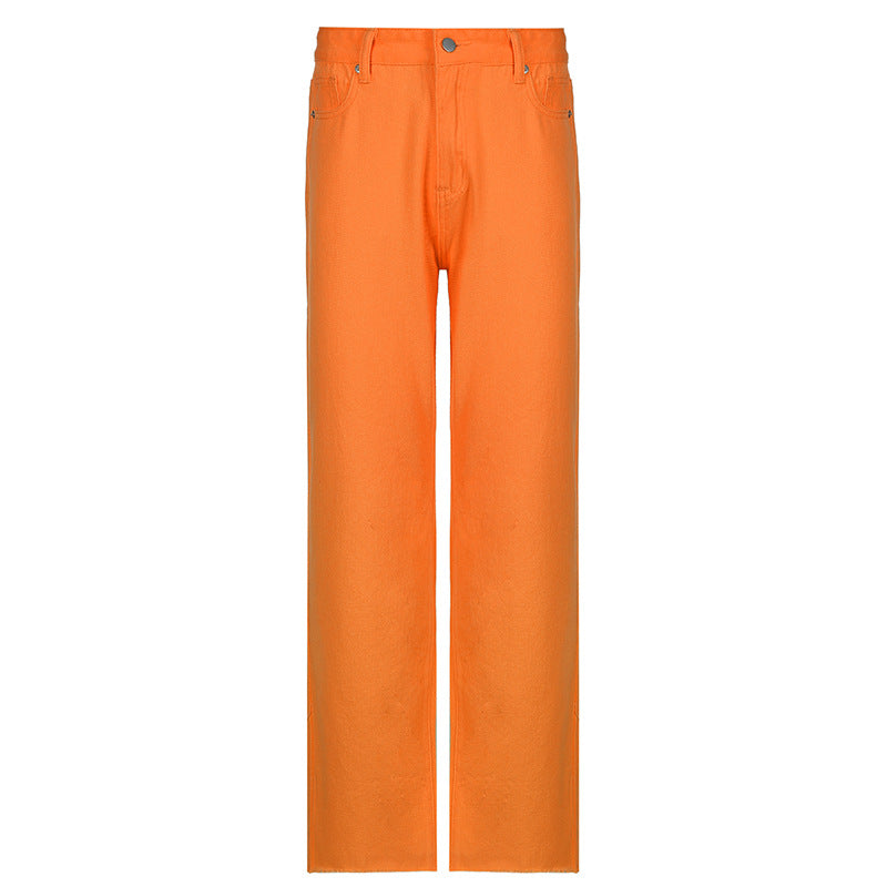 Candy Color High Waist Casual Straight Pants