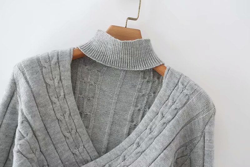 Grey Twist Knit Sweater