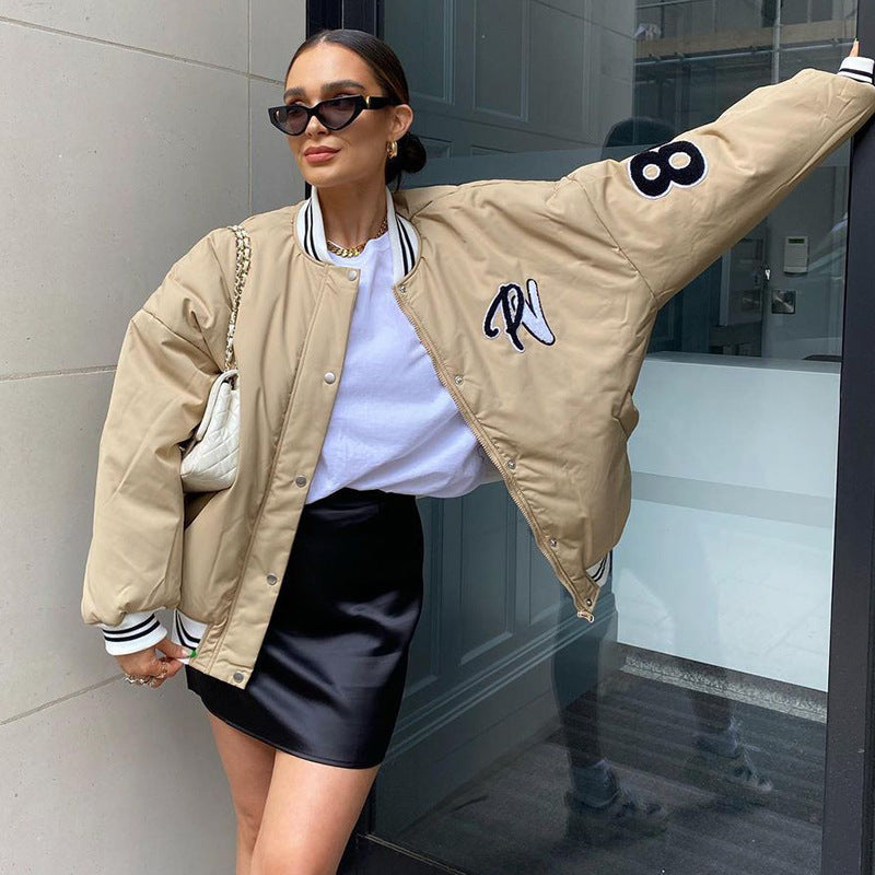 Stand Collar Zipper American Baseball Jacket