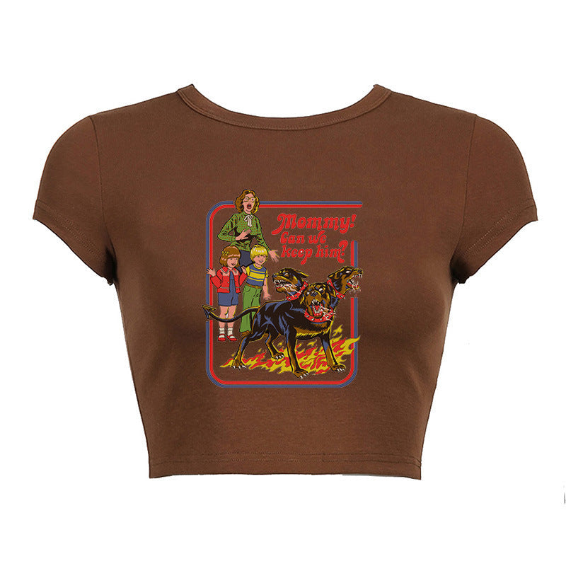 Round Neck Short Print Shirt