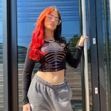 Y2K  Vintage Gothic Rhinestone Long Sleeve Ladies T-Shirt