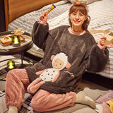 Autumn And Winter Thickened Flannel Pajamas