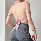 Hanging Neck Floral Cross Top