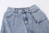 High Waist Tooling Patch Pocket Denim Trousers