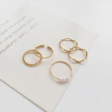 Simple Wavy Ring Five-Piece Set