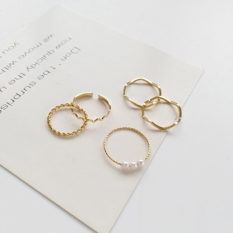 Simple Wavy Ring Five-Piece Set