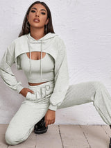 Sports Drawstring Hoodie Loose Three-Piece Suit