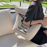 Canvas Fashion Printed Letters Large Capacity Shoulder Bag