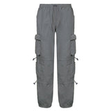 Low-rise Straight-leg Multi-pocket Overalls Pants