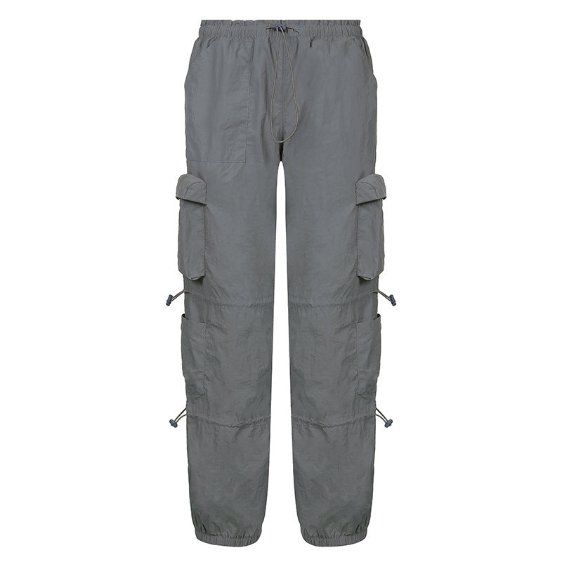 Low-rise Straight-leg Multi-pocket Overalls Pants