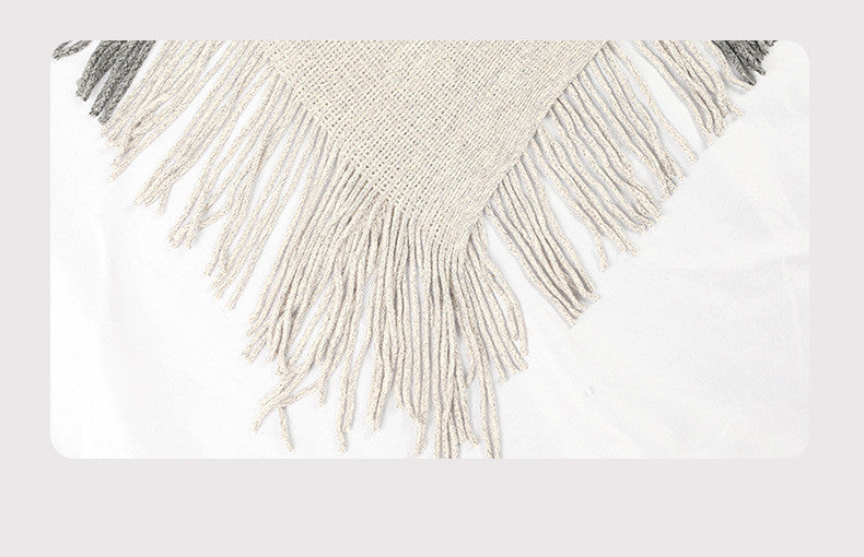 Contrasting Color Cloak Shawl Sweater Coat