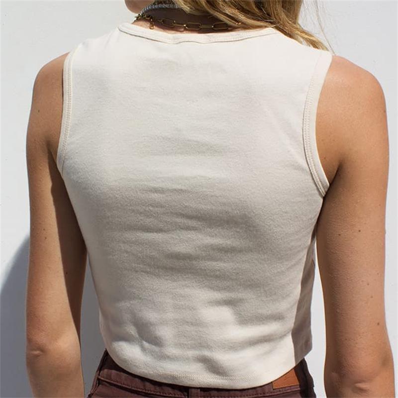 Butterfly Print Sleeveless Crewneck Tank Top