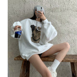 Loose Round Neck Pullover Print Sweatshirt