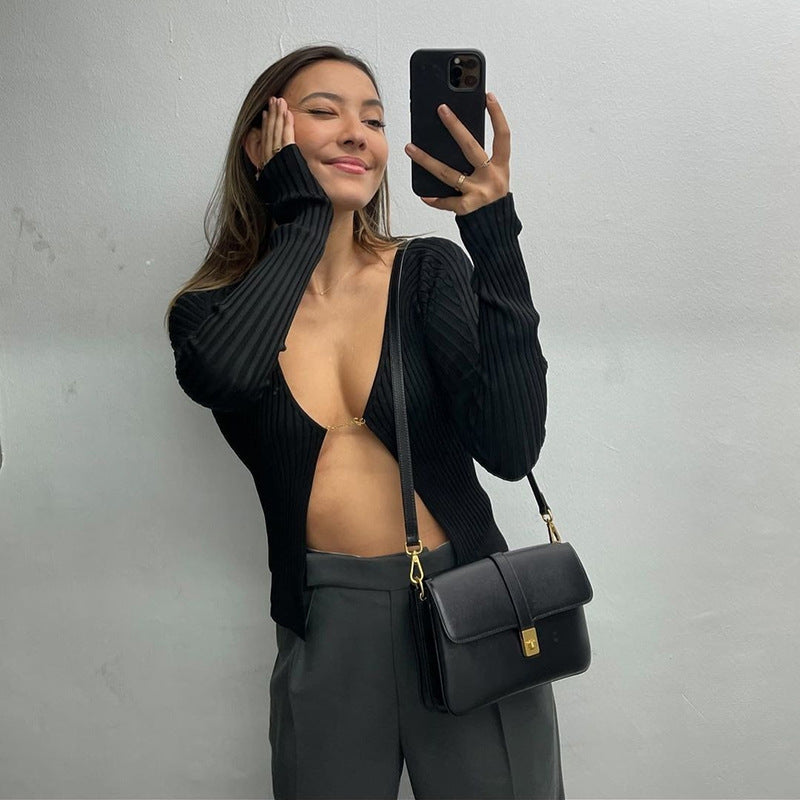 Long Sleeve Slim Navel Top