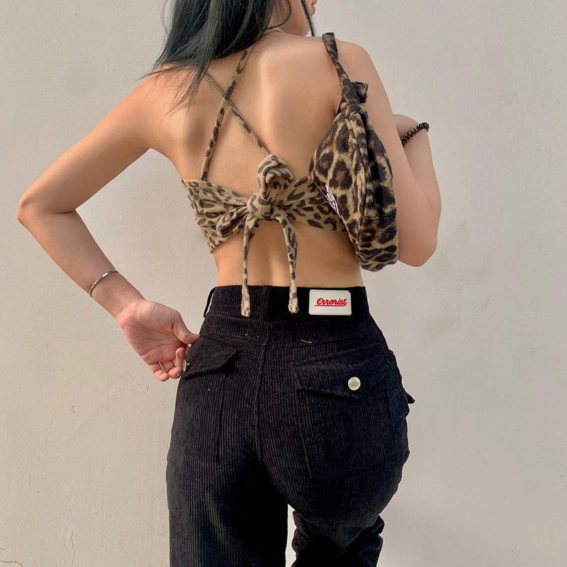 Leopard Print Halter Strap Top