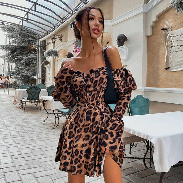 Fall Leopard Long Sleeve Dress