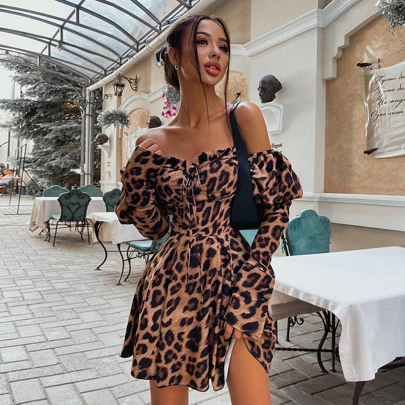 Fall Leopard Long Sleeve Dress