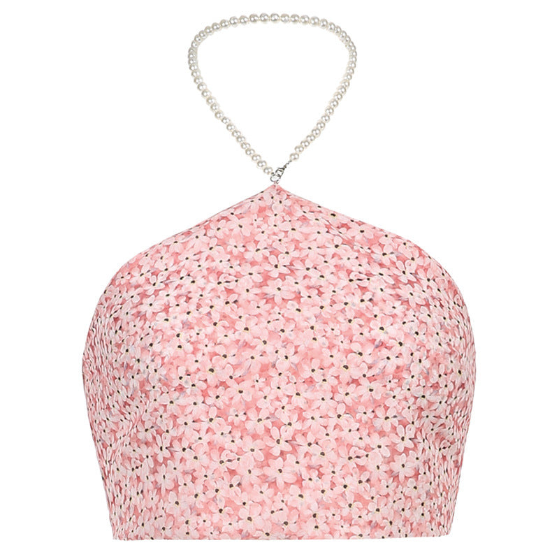 Hanging Neck Floral Cross Top