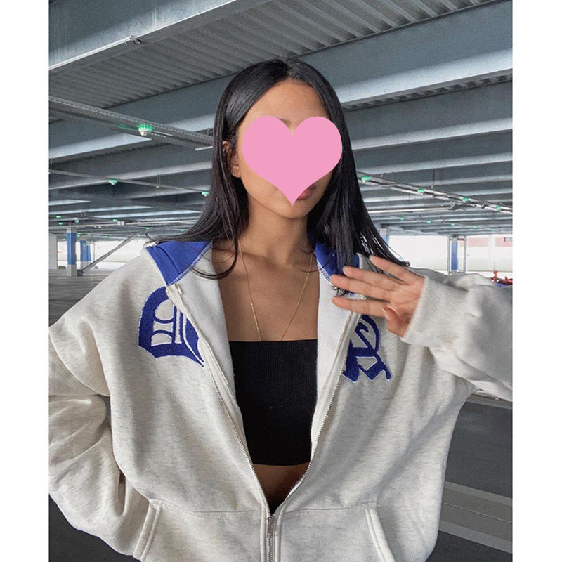 Letter Print Hoodie Sweater Jacket