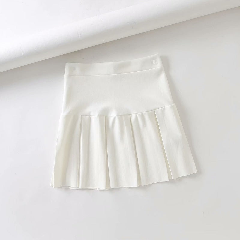 High Waist Elastic Pleated Skirt