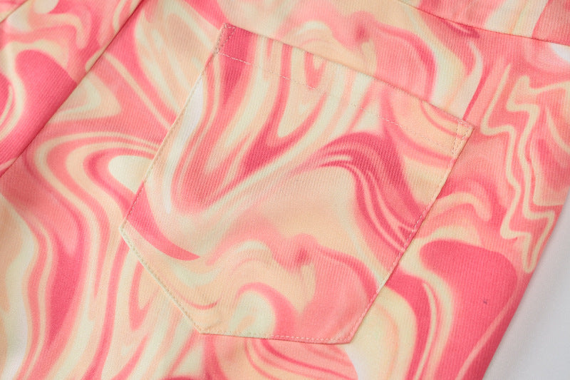 Printed Loose Casual Flare Pants