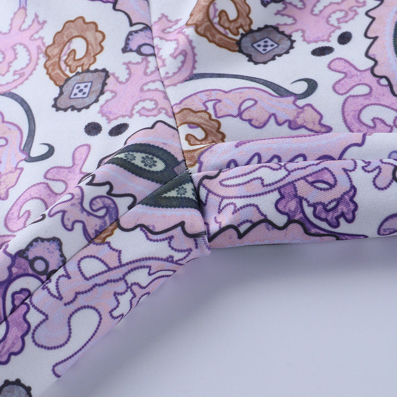 Printed Slim-fit High-waist Flared Pants Street