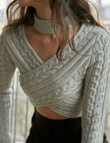 Grey Twist Knit Sweater