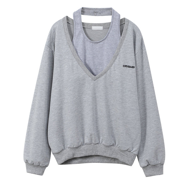 Grey V-neck Sweatshirt
