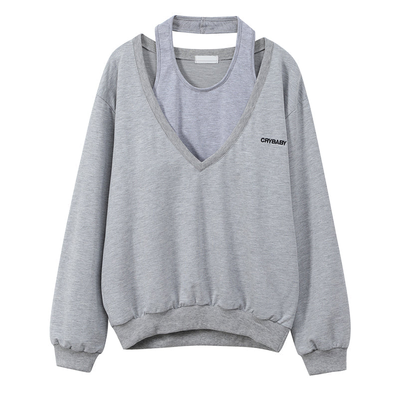 Grey V-neck Sweatshirt