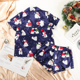 Christmas Satin Short-sleeved Pajamas Set