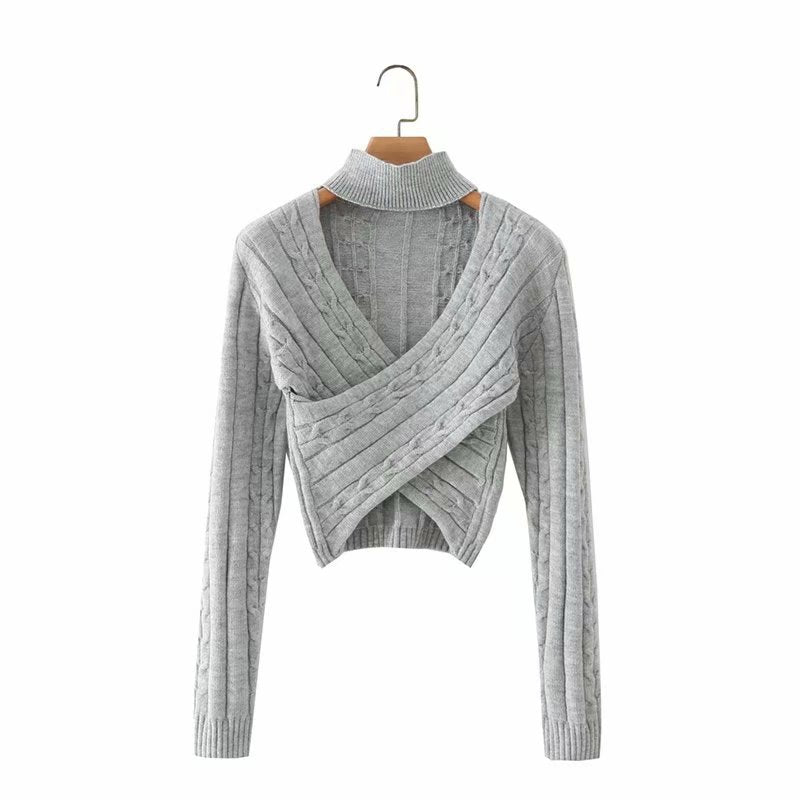 Grey Twist Knit Sweater