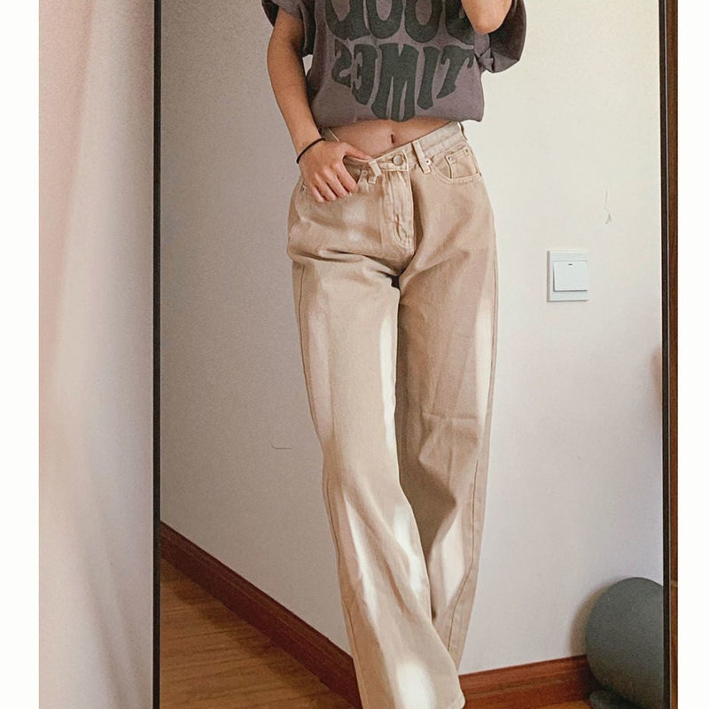 Beige Wide Leg Pants
