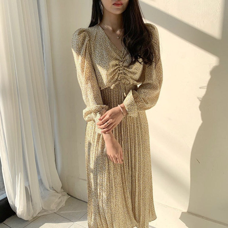 Pleated Dress With Padded Waist