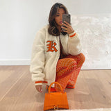 Loose Stand-collar Lamb Velvet Jacket