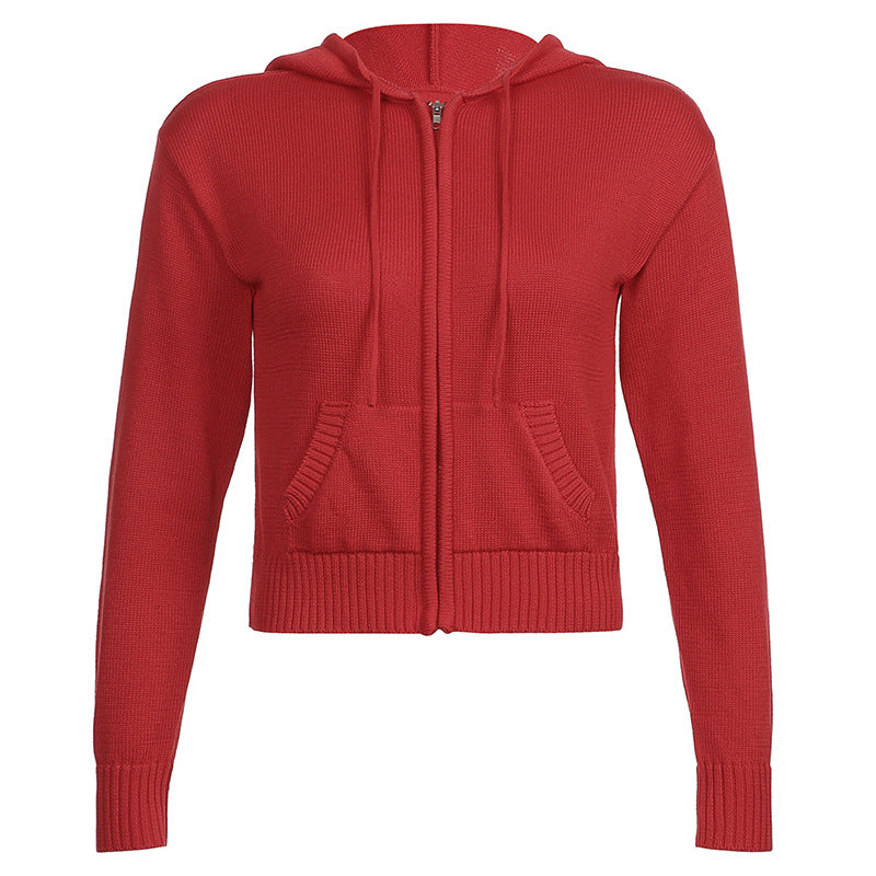 Slim Zipper Casual Hooded Sweater