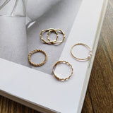 Simple Wavy Ring Five-Piece Set