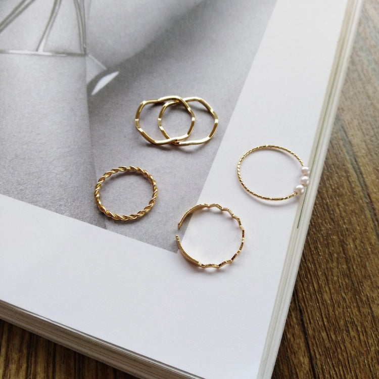 Simple Wavy Ring Five-Piece Set