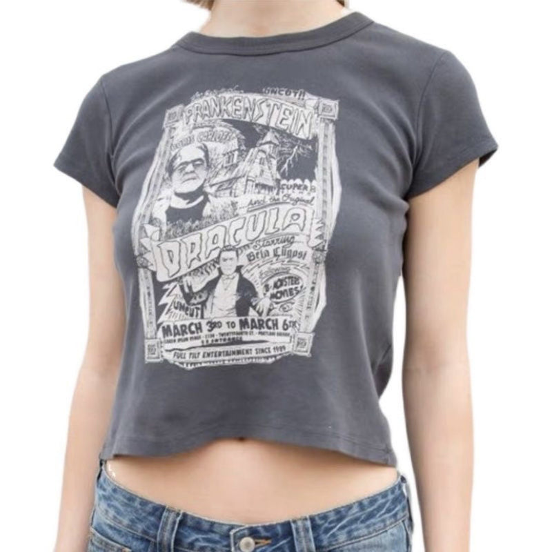 American Retro Cartoon Comic Short Sleeve T-shirt