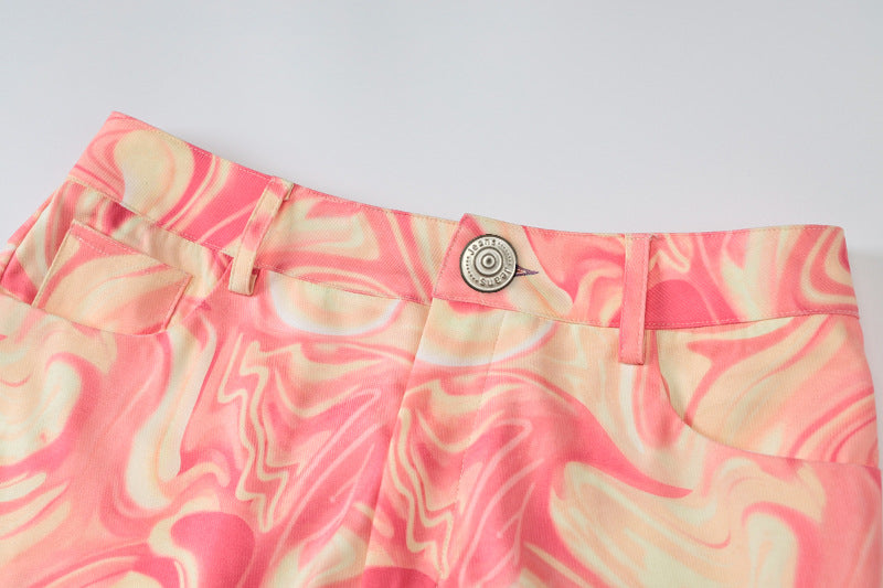 Printed Loose Casual Flare Pants