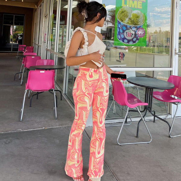 Printed Loose Casual Flare Pants