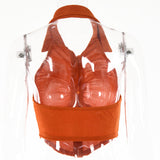 Halter Single-breasted Lapel Top